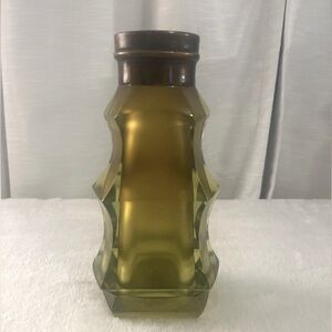 Vintage‎ MCM Large 9” Green Amber Lucite canister container Bottle Vase